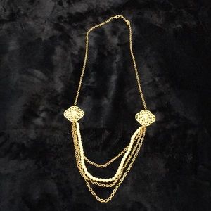 Beautiful Pearl & Gold tone hang layered NECKLACE
